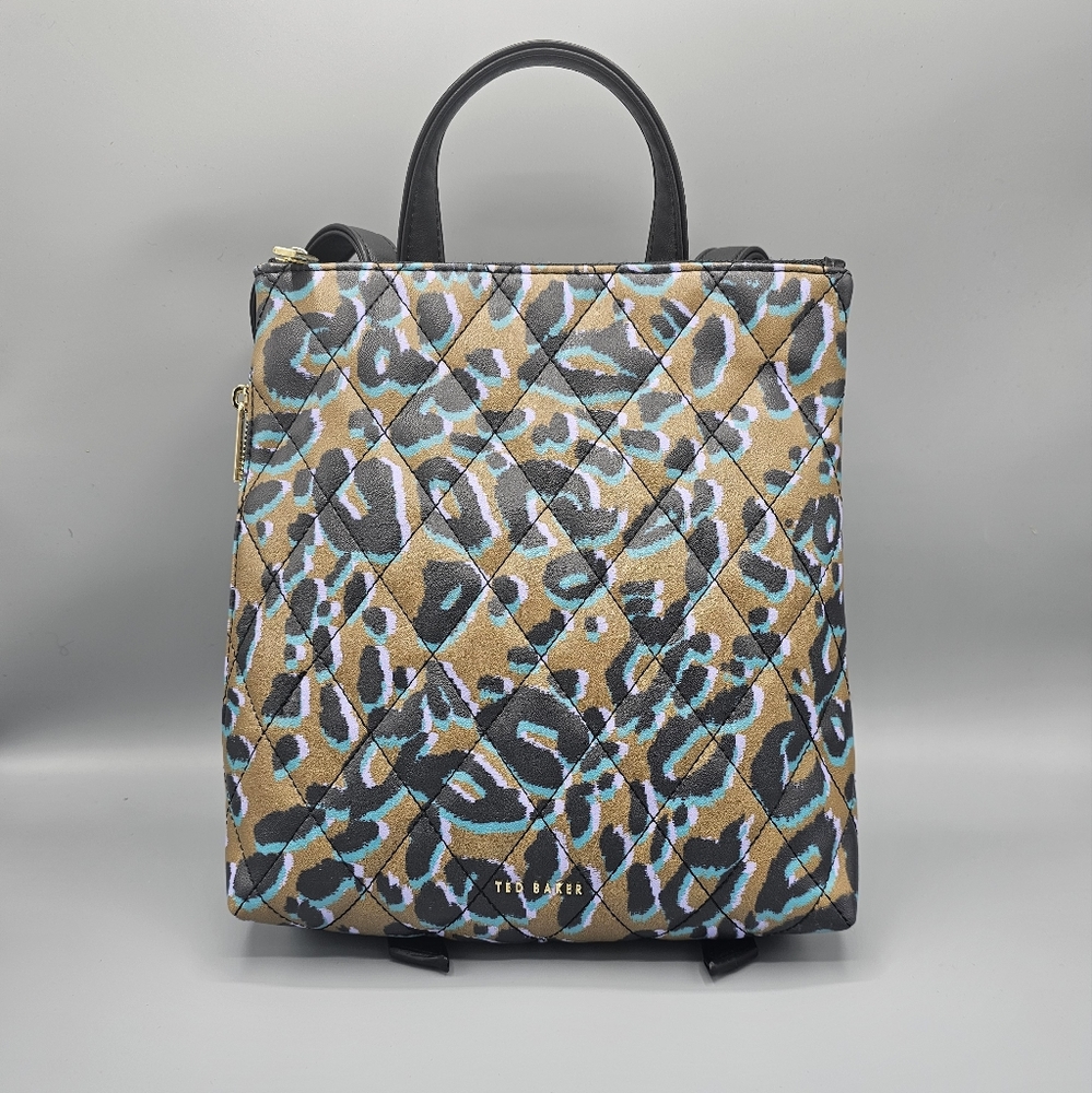 NWT Ted Baker Quilted Animal Print Zip Backpack